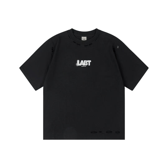 Labt Distressed Holes Logo Print Tee | Face 3 Face