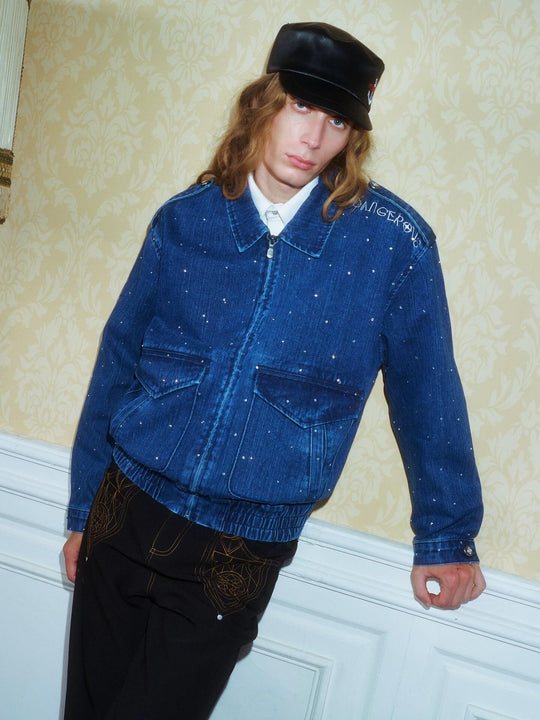 YADcrew All Over Starry Sky Rhinestone Denim Jacket | Face 3 Face