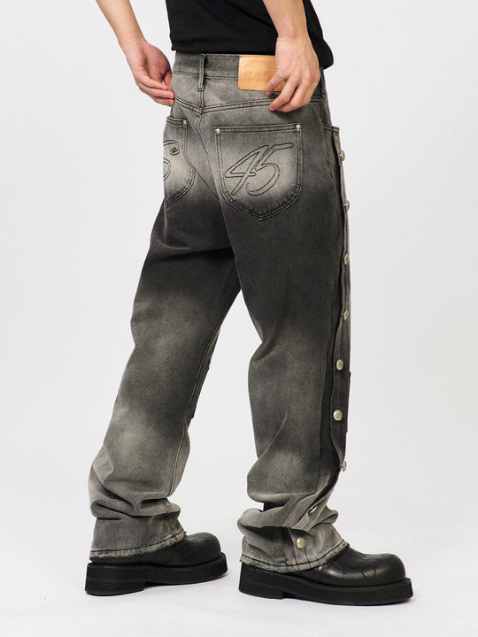 S45 Gradient Washed Metal Button Jeans | Face 3 Face