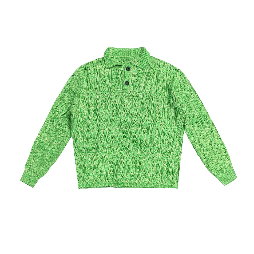 EMPTY REFERENCE Cutout Polo Knit Sweater | Face 3 Face