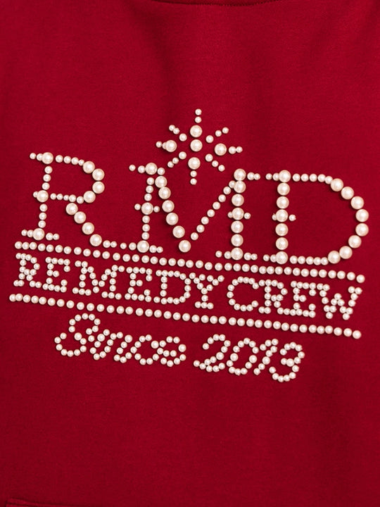Remedy RMD Pearl Letter Embroidered Hoodie | Face 3 Face