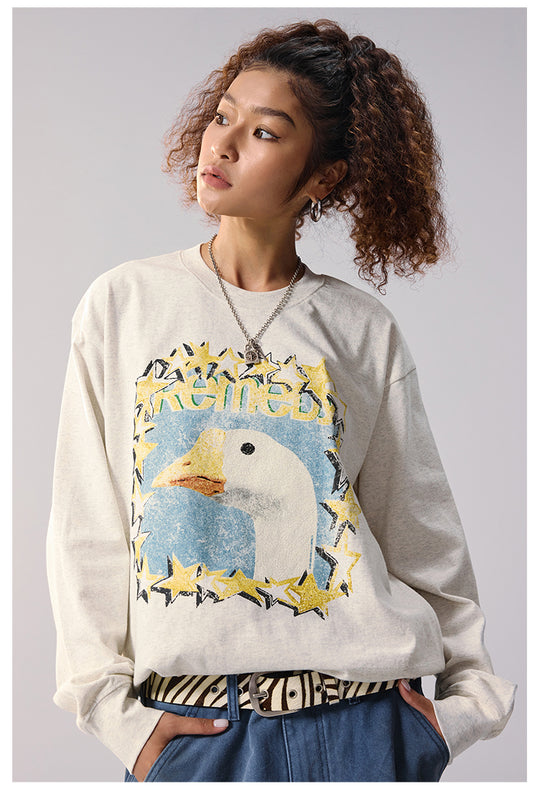 Remedy Duck and Star Aged Print Long Sleeve Tee | Face 3 Face