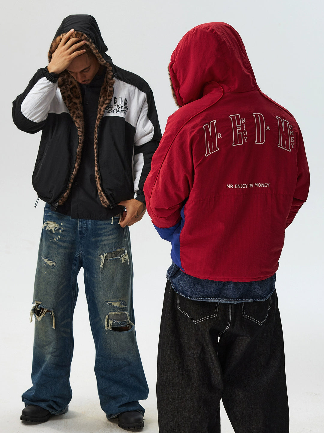 MEDM Reversible Leopard Fur Hooded Track Jacket | Face 3 Face