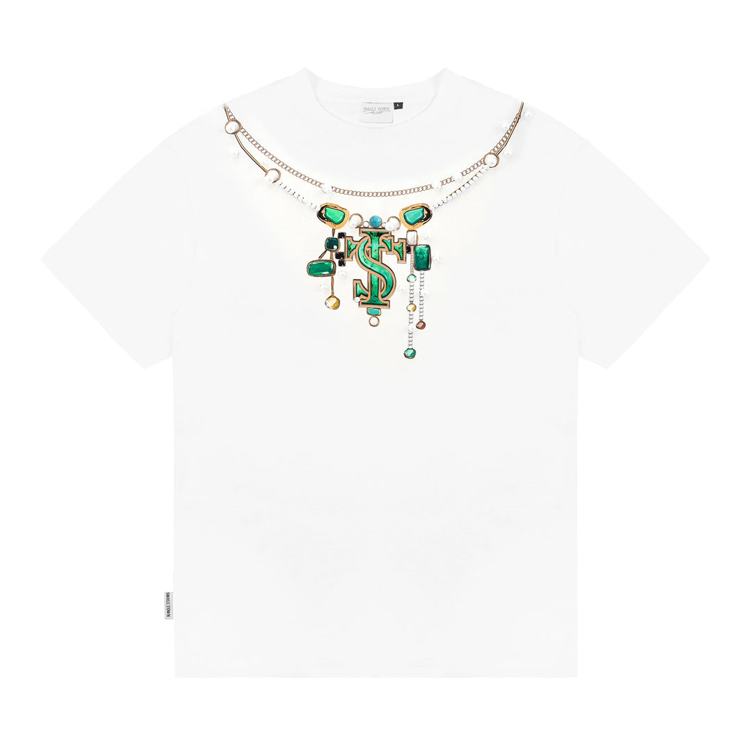 Small Town Kid 3D Digital Turquoise Pearl Necklace Print Tee | Face 3 Face