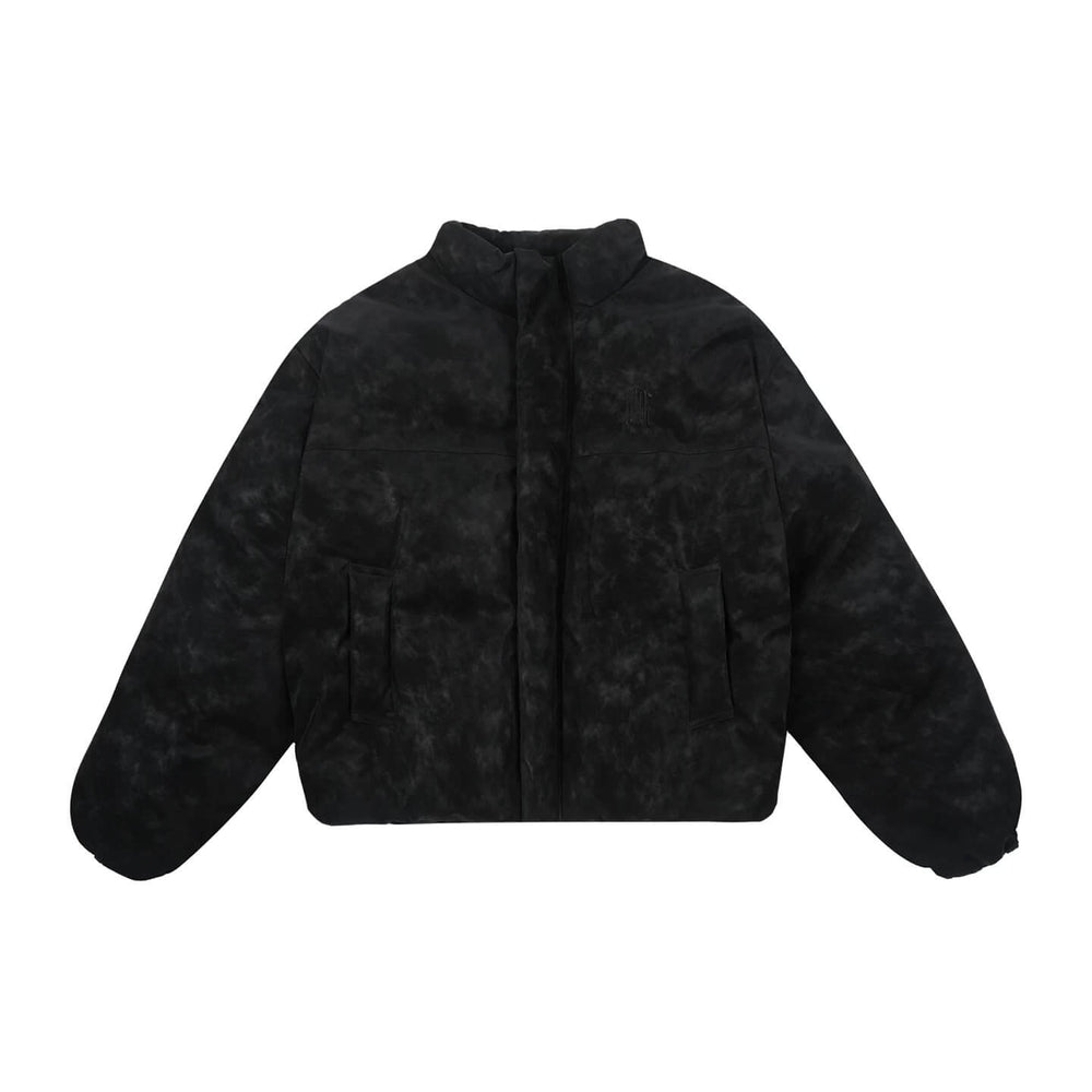 1807 Textured PU Leather Embroidered Down Jacket | Face 3 Face
