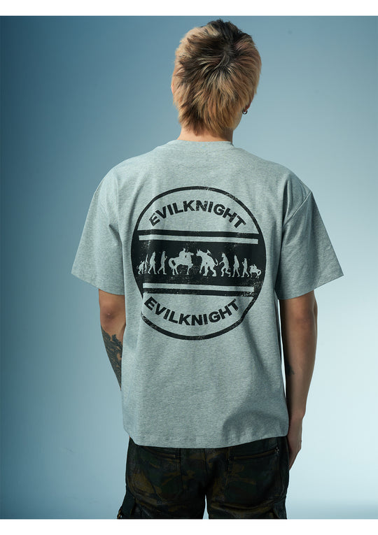 EVILKNIGHT(EK) Devil's Evolution Letter Distressed Print Tee | Face 3 Face