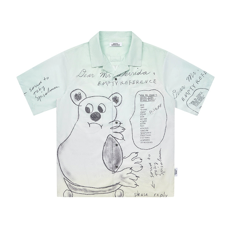 EMPTY REFERENCE Hand Painted Bear Print Gradient Short Sleeve Shirt | Face 3 Face