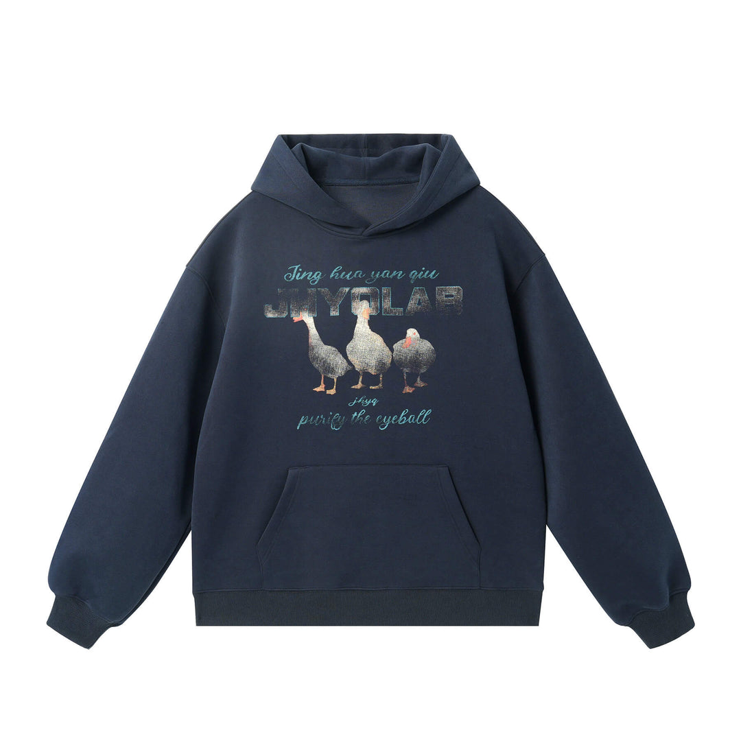 JHYQ Vintage Lucky Duck Print Hoodie | Face 3 Face