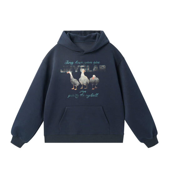 JHYQ Vintage Lucky Duck Print Hoodie | Face 3 Face