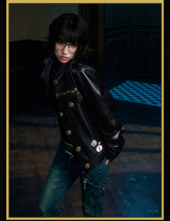 MEDM × HUNTER×HUNTER Phantom Troupe Spider Patch PU Leather Jacket