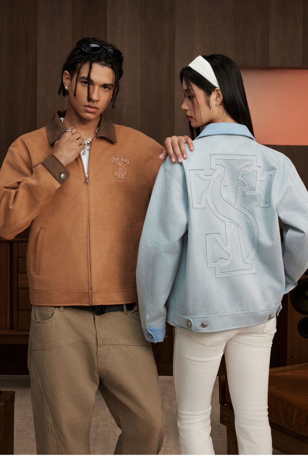 Small Town Kid Faux Suede Logo Patch Work Jacket | Face 3 Face