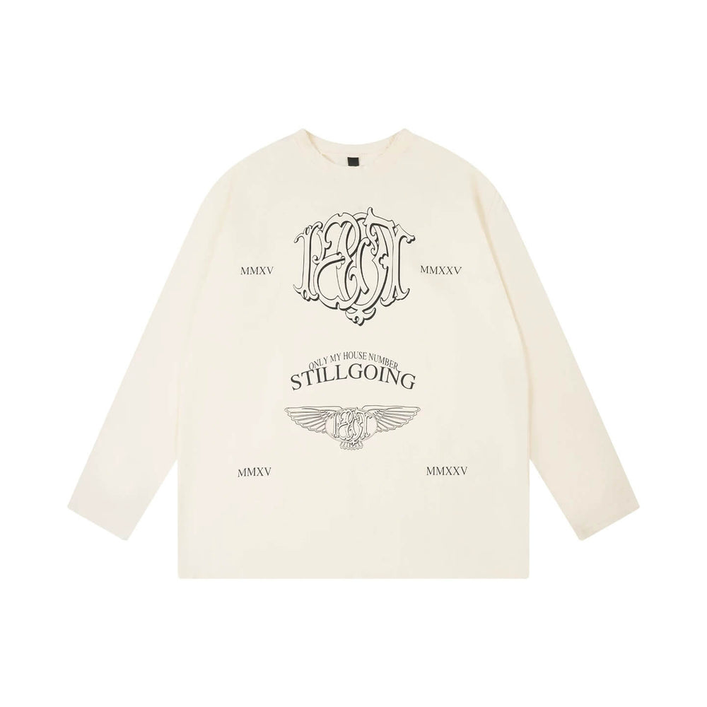 1807 Stamped Printed Distressed Long Sleeve Tee | Face 3 Face