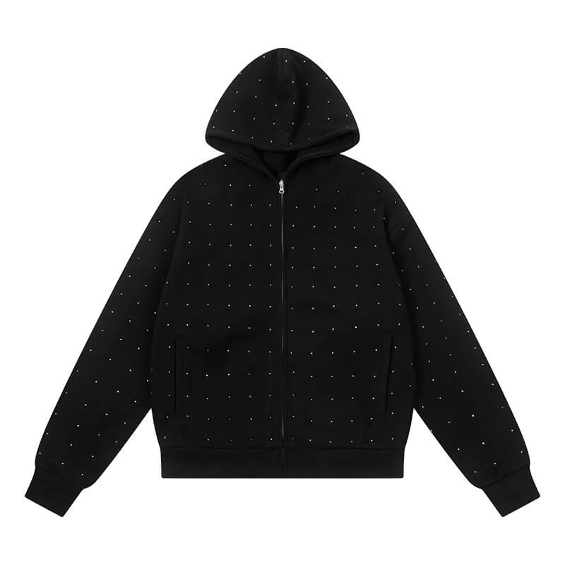 1807 Rhinestone Embellished Zip Up Hoodie | Face 3 Face