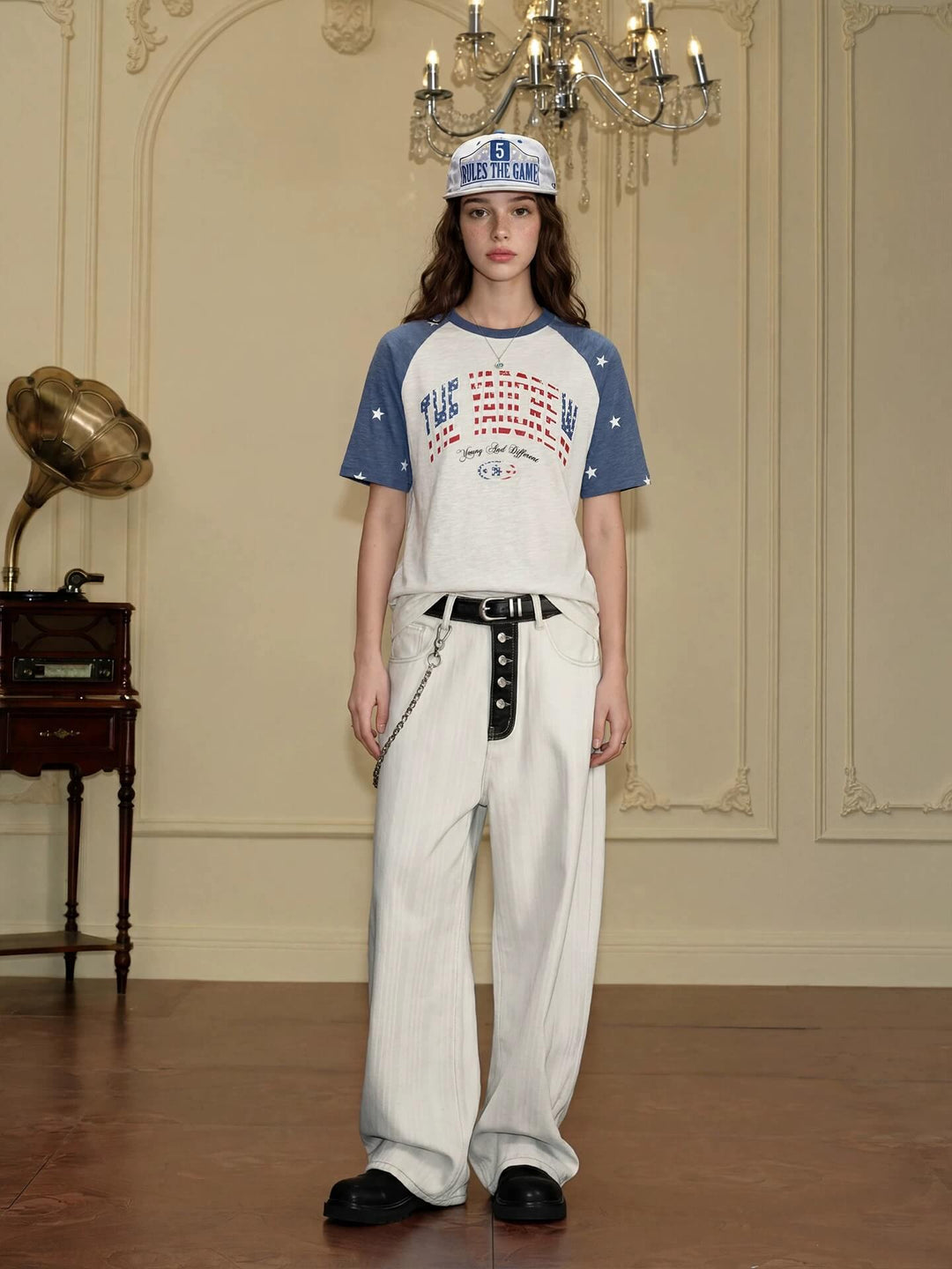 YADcrew American Star Print Raglan Color Block Tee | Face 3 Face