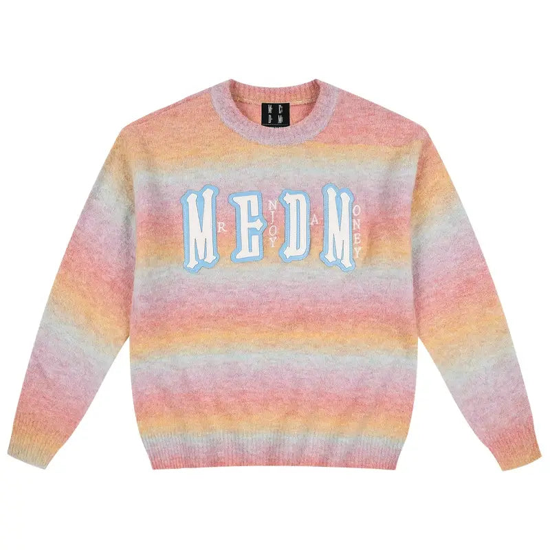 MEDM Logo Patch Rainbow Gradient Knit Sweater | Face 3 Face
