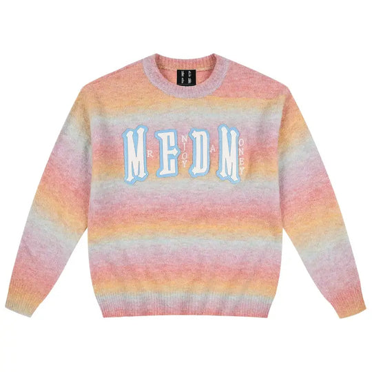 MEDM Logo Patch Rainbow Gradient Knit Sweater | Face 3 Face