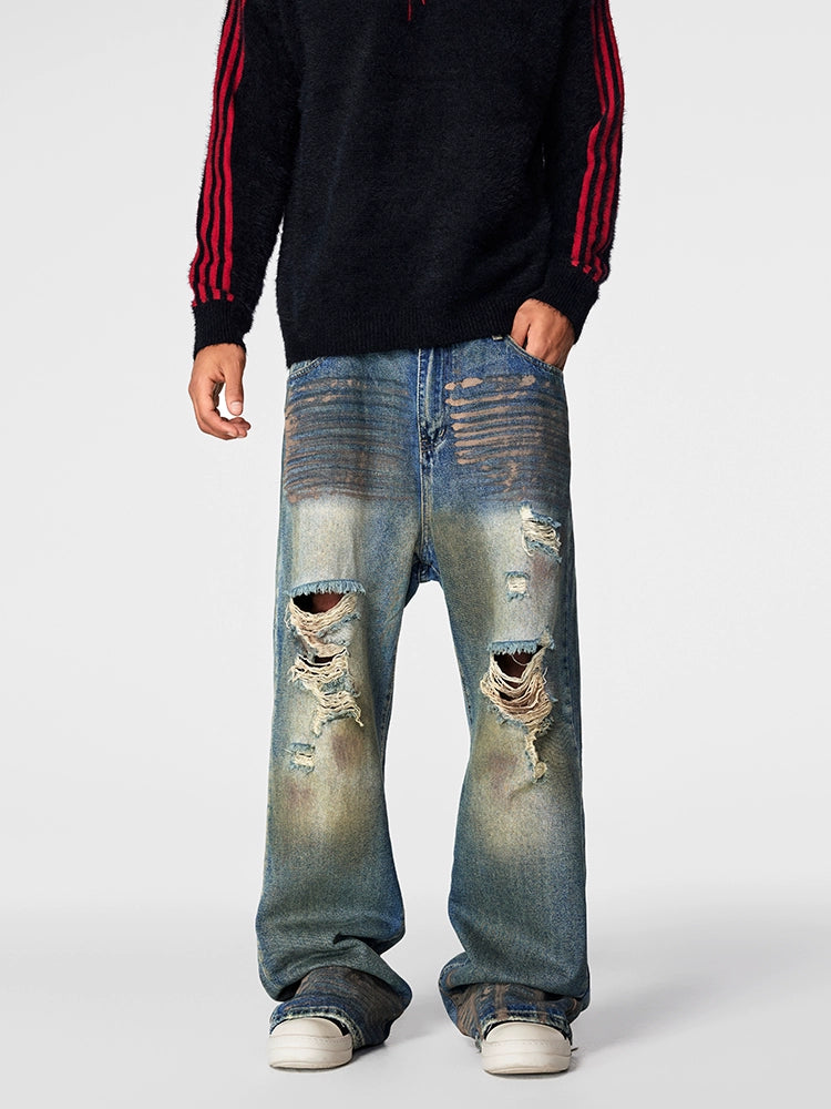 Achock Washed Worn Holes Distressed Jeans | Face 3 Face