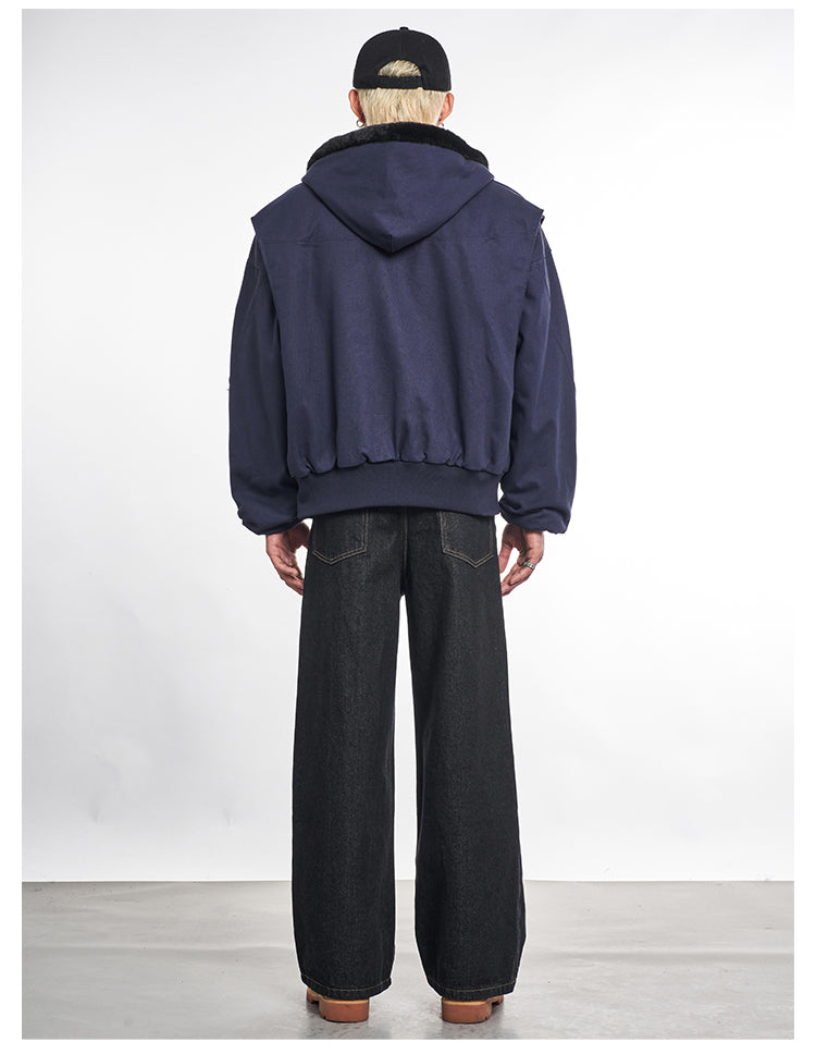 F3F Select Faux Rabbit Fur Lining Hoodie Work Jacket | Face 3 Face