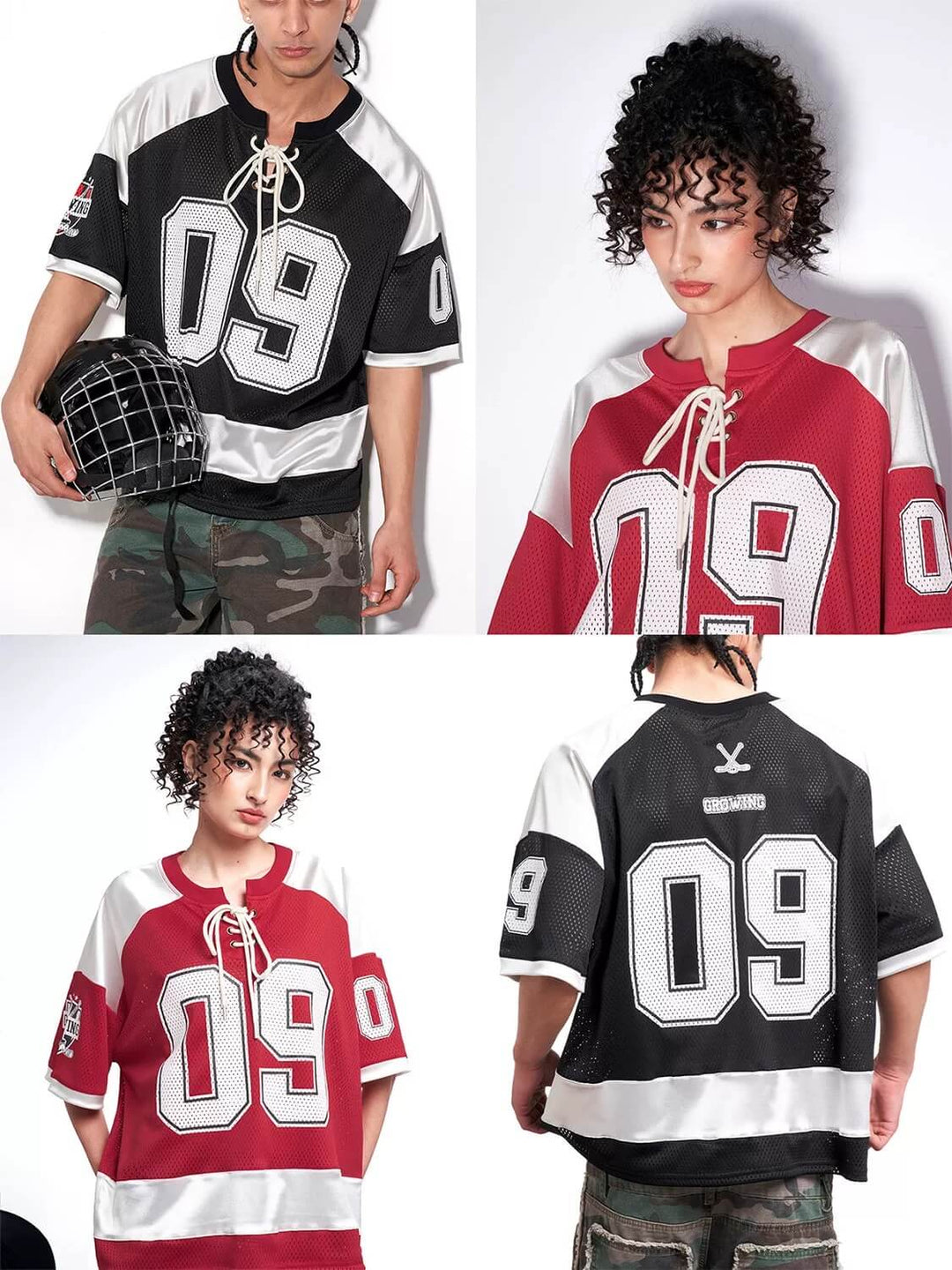 F3F Select Color Block Lace Up Mesh Short Sleeve Hockey Jersey | Face 3 Face
