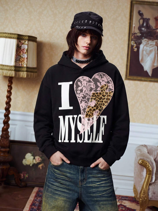 YADcrew Lace Leopard Heart Hoodie | Face 3 Face