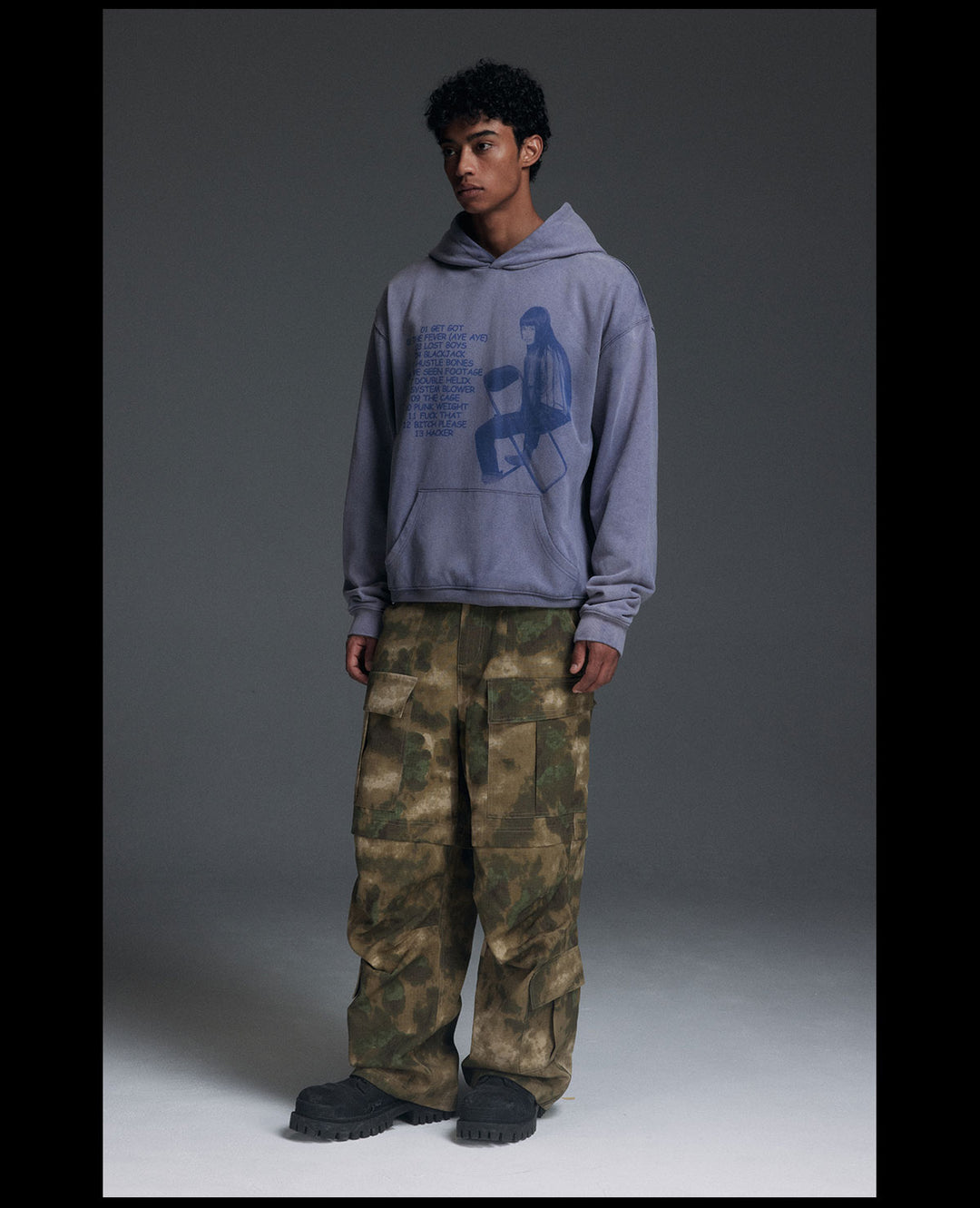 NOVACAM Washed Distressed Vintage Print Hoodie | Face 3 Face