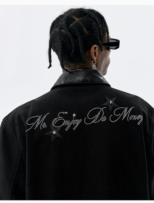 MEDM Star Studded Leather Patch Detroit Jacket | Face 3 Face