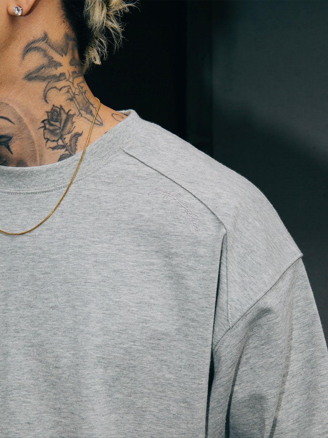 S45 Shoulder Small Embroidered Logo Tee | Face 3 Face