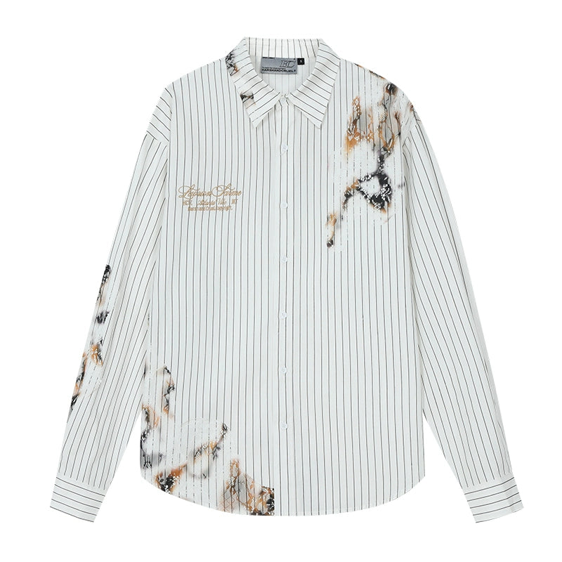 Harsh and Cruel Burnout Lace Embroidered Striped Long Sleeve Shirt | Face 3 Face