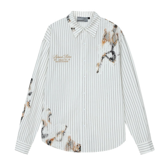 Harsh and Cruel Burnout Lace Embroidered Striped Long Sleeve Shirt | Face 3 Face