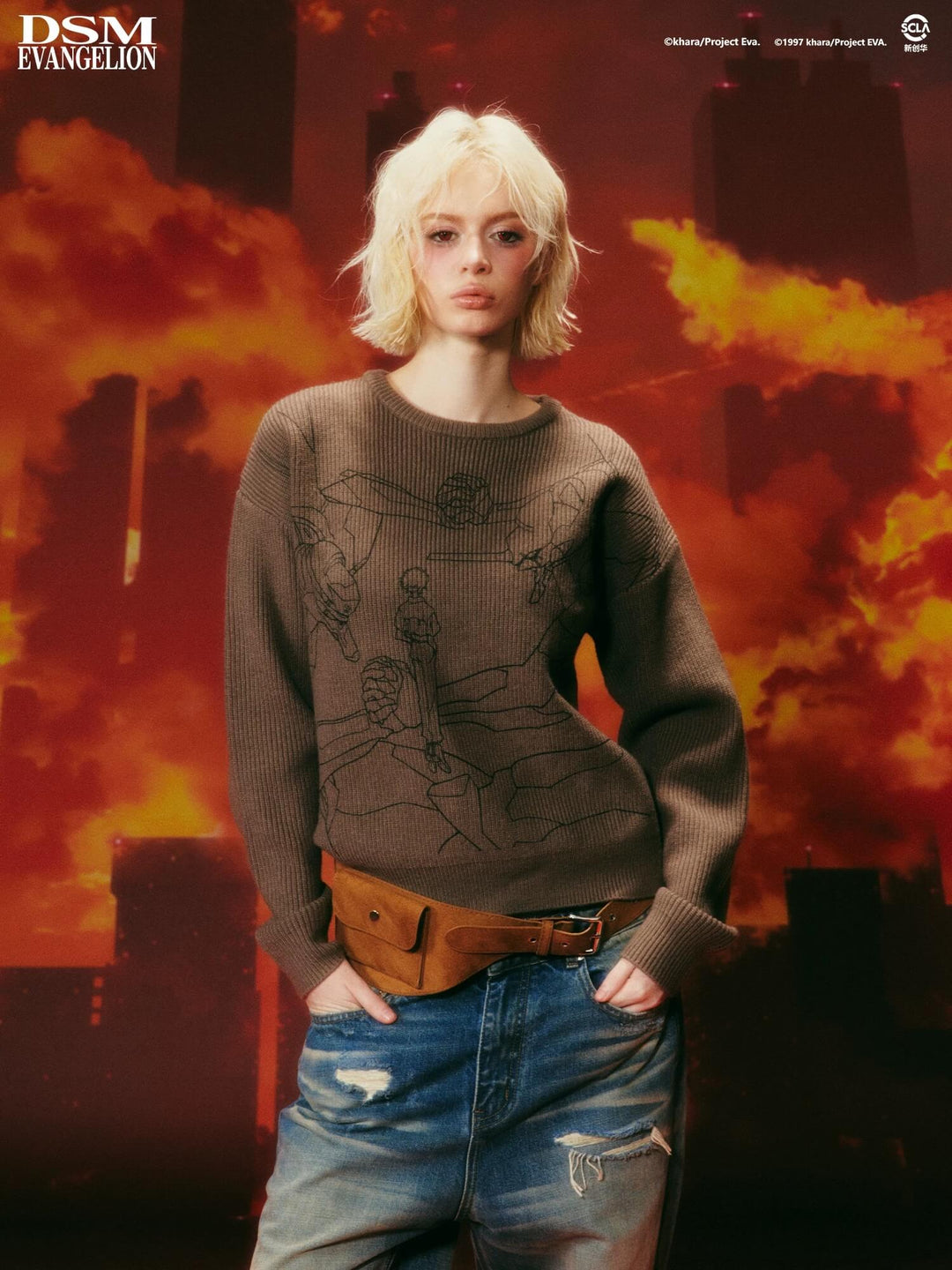 DSM x EVA Kaworu Inspired Print Knit Sweater | Face 3 Face
