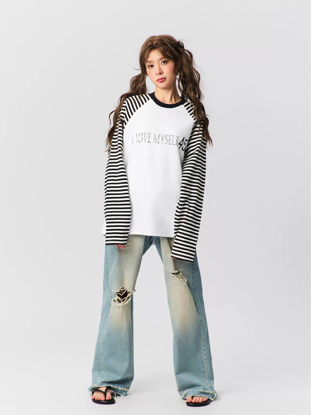 S45 Striped Raglan Sleeve Long-Sleeve Tee | Face 3 Face