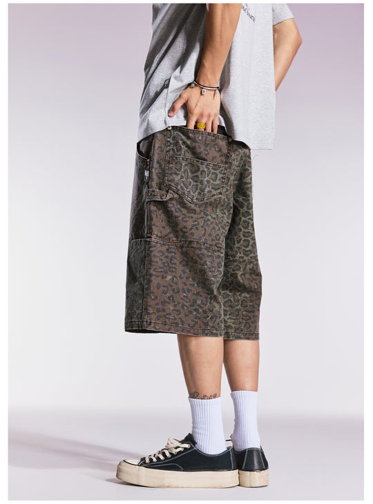 Remedy Leopard and Camouflage Work Painter Baggy Shorts | Face 3 Face