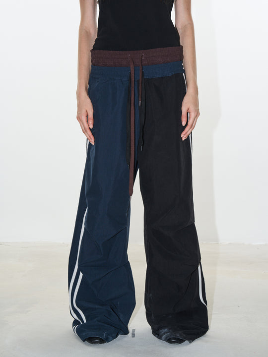BLIND NO PLAN Double Waistband Layer 3D Pleated Sweatpants | Face 3 Face