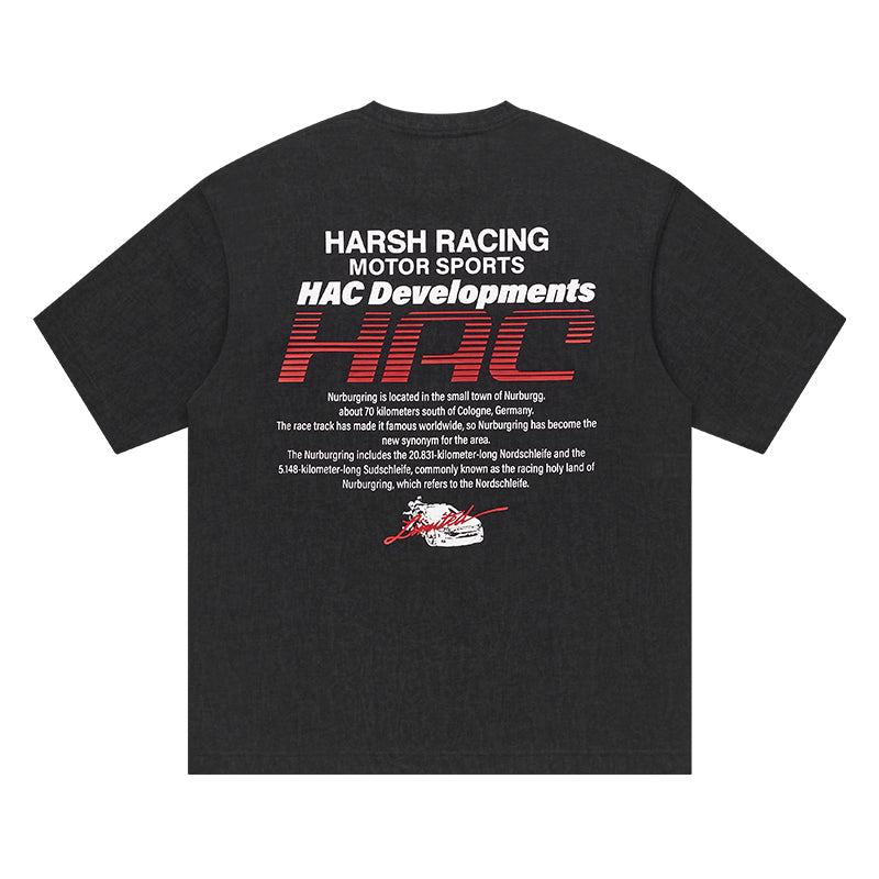 Harsh and Cruel Retro Racing Logo Print Tee