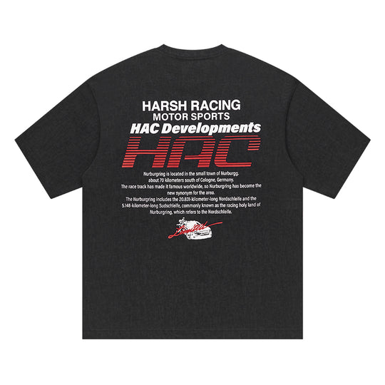 Harsh and Cruel Retro Racing Logo Print Tee