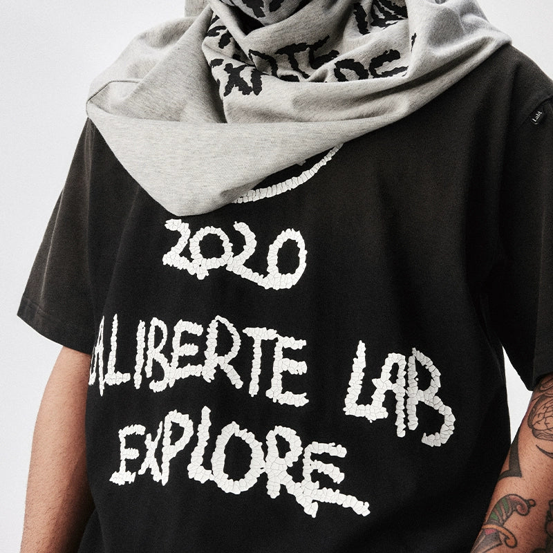 Labt Cracked Print Spray Dirty Washed Faded Tee | Face 3 Face