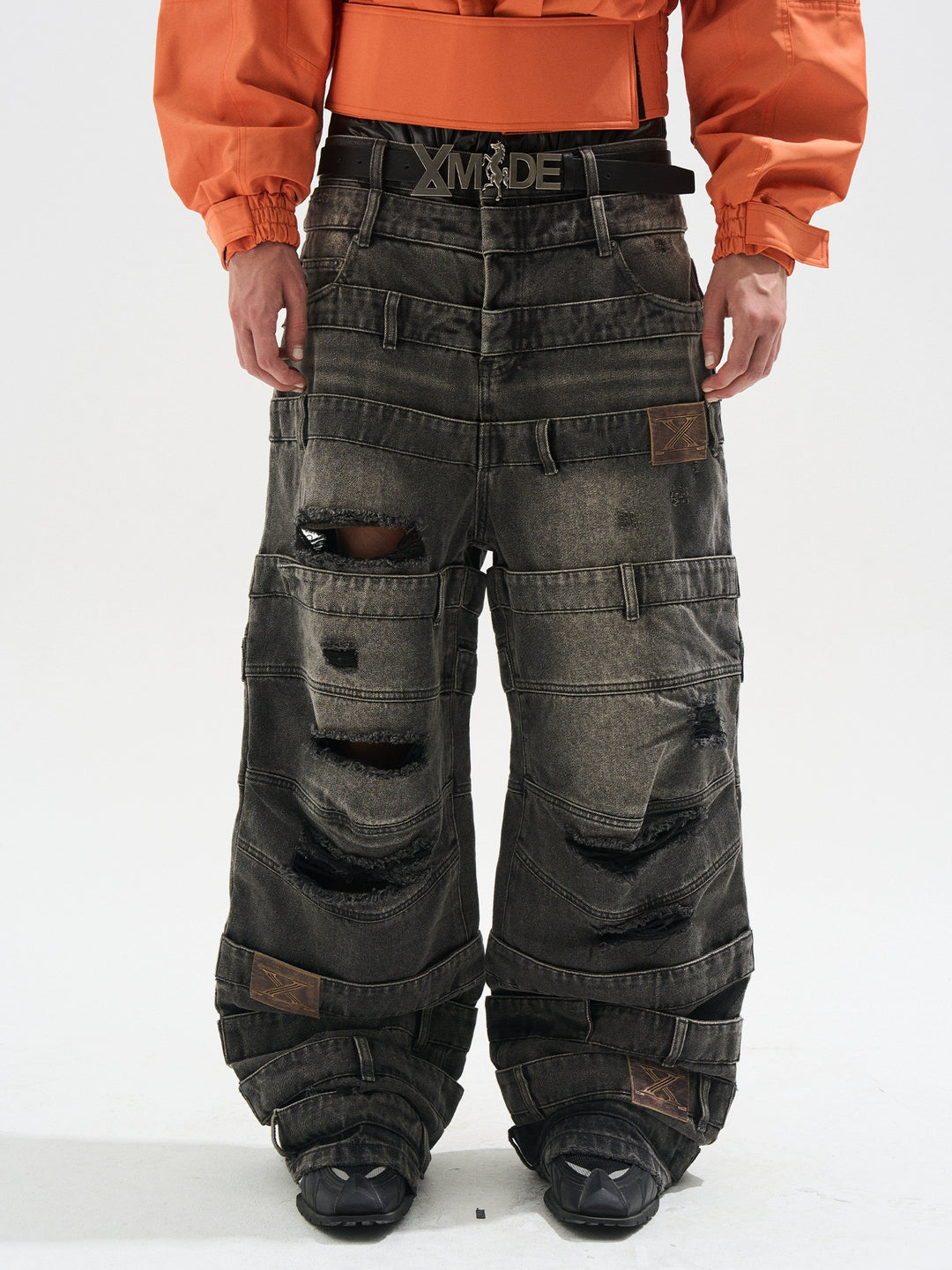 BLIND NO PLAN Multi Layered Waist Ash Washed Baggy Jeans | Face 3 Face
