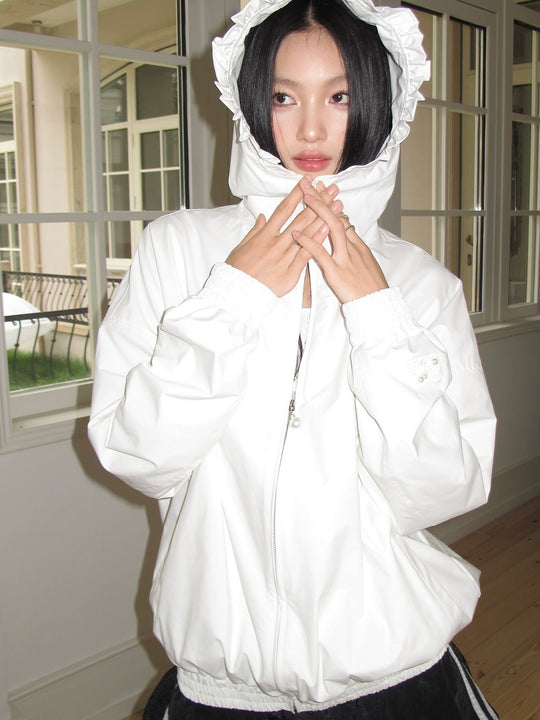 MEDM Pearl Logo Lace Hooded Zip Jacket | Face 3 Face