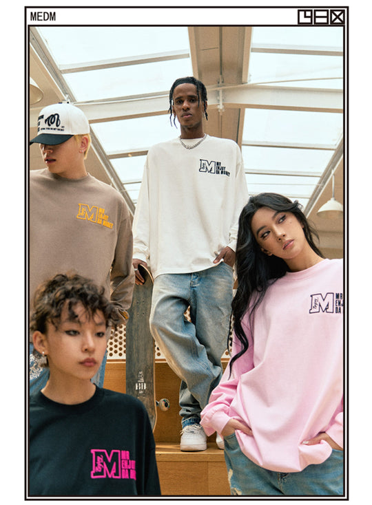 MEDM M Logo Embroidered Long Sleeve Tee | Face 3 Face