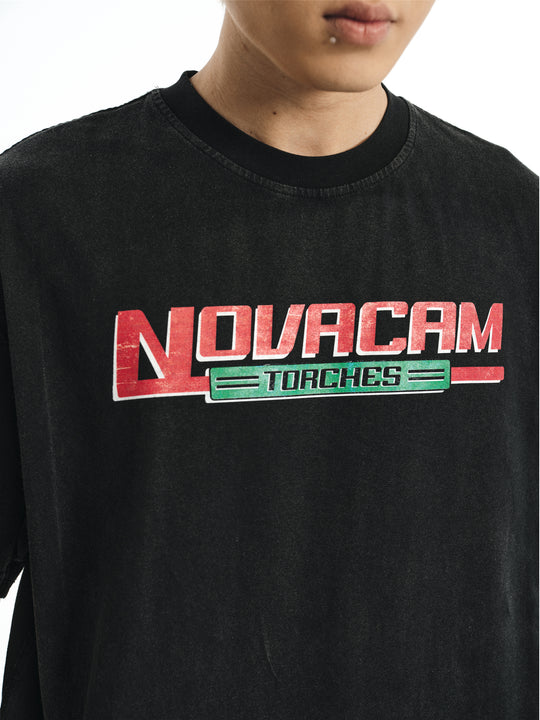 NOVACAM Logo Torches Vintage Print Backstitch Washed Tee | Face 3 Face