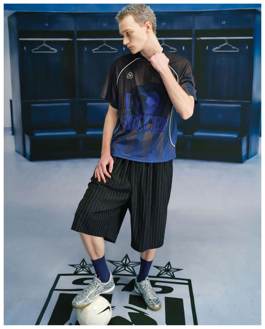 S45 Gradient Heart Striped Short Sleeve Soccer Jersey | Face 3 Face