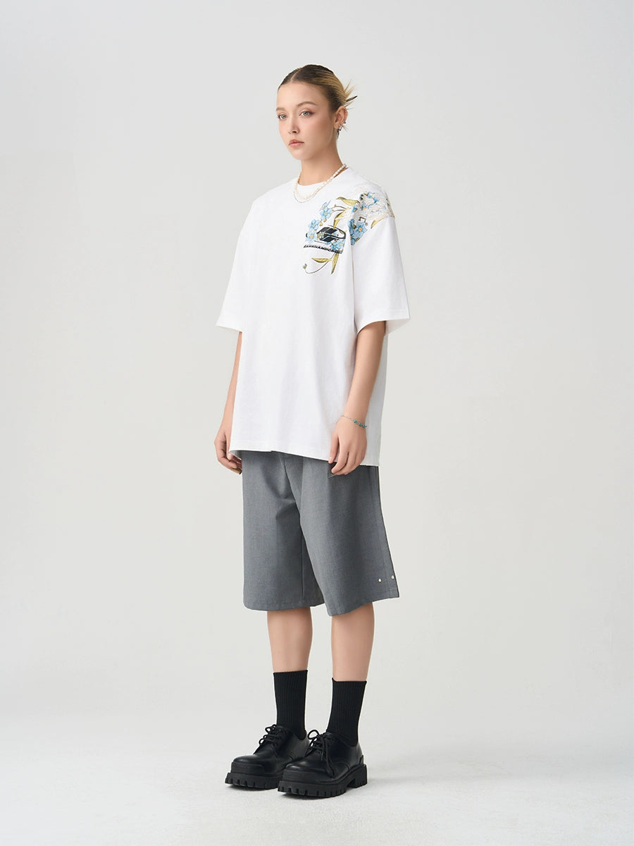 Harsh and Cruel Floral Embroidery Logo Tee