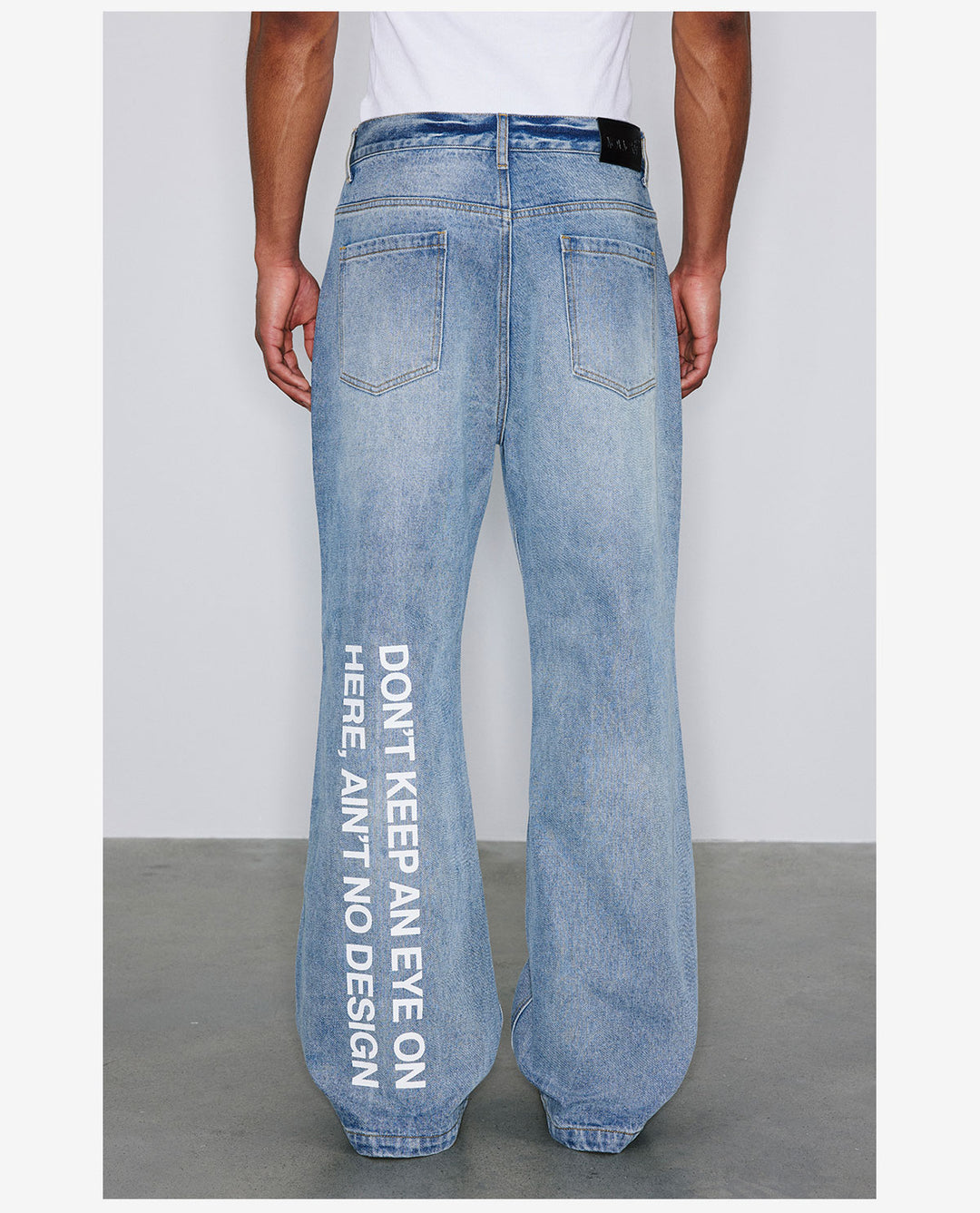 NOVACAM Washed Distressed Print Flared Jeans | Face 3 Face
