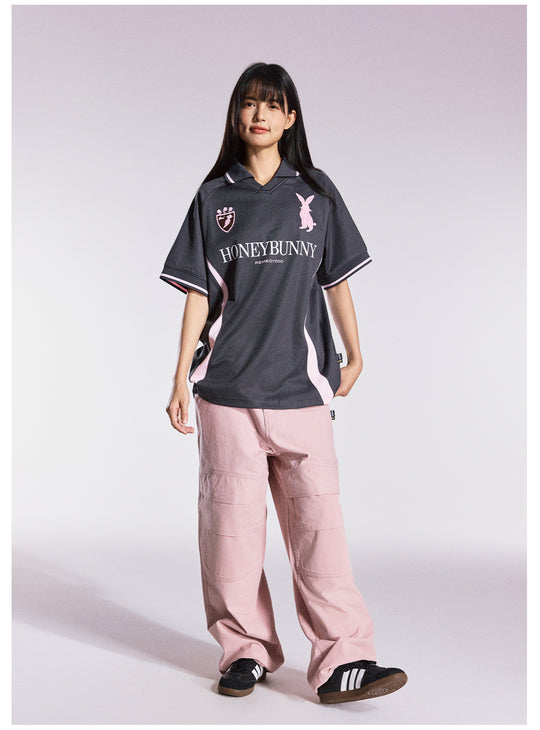 Remedy HONEYBUNNY Rabbit Embroidered Soccer Jersey Polo Shirt | Face 3 Face