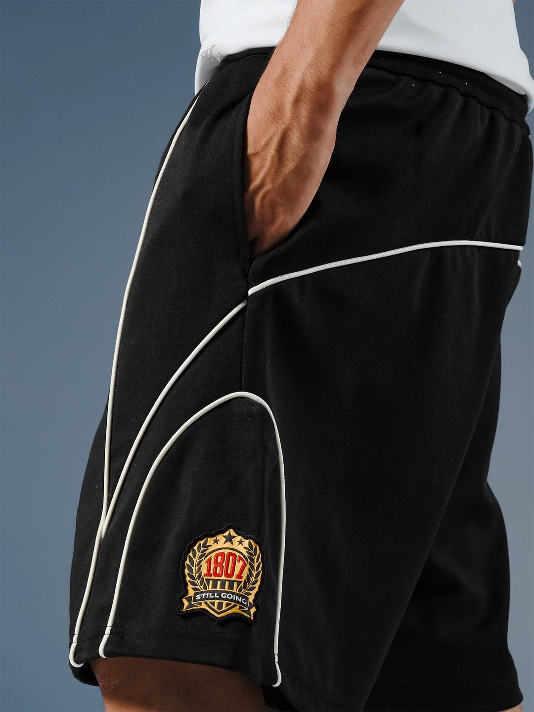 1807 Contrast Piping Sport Sweat Shorts | Face 3 Face