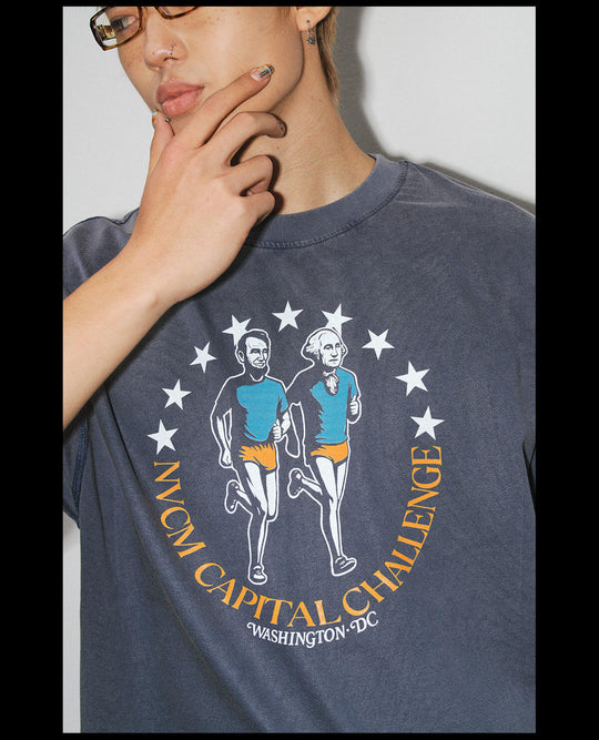 NOVACAM Running Graphic Print Washed Short Sleeve Tee | Face 3 Face