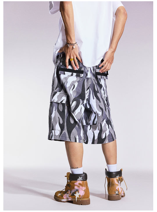 Remedy Flame Camouflage Work Cargo Shorts | Face 3 Face