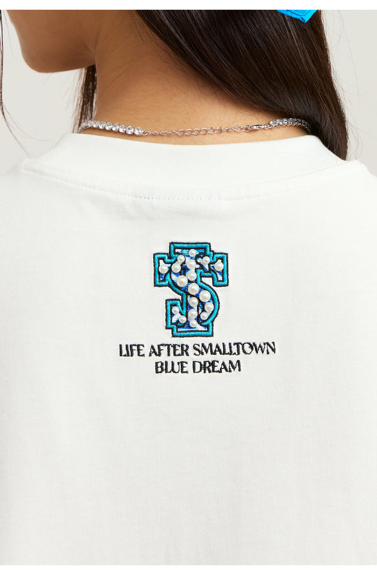 Small Town Kid Pearl Ethnic Embroidery Patch Tee | Face 3 Face