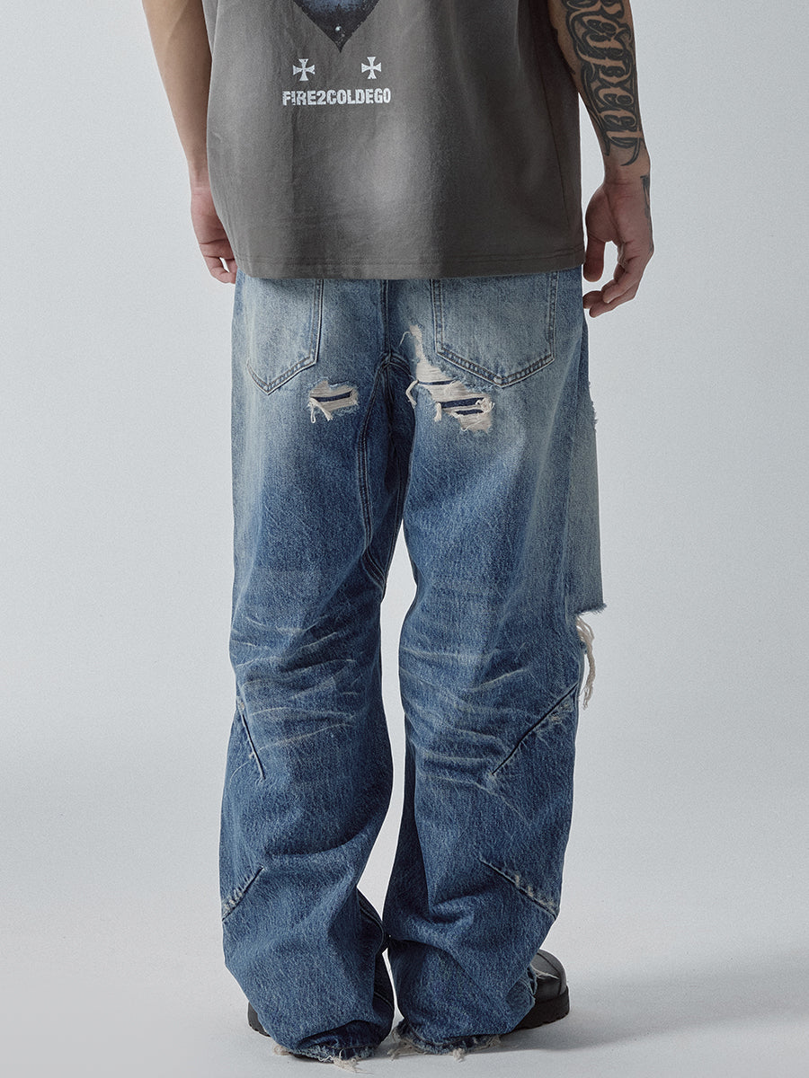 F2CE Washed Distressed Hole Jeans | Face 3 Face