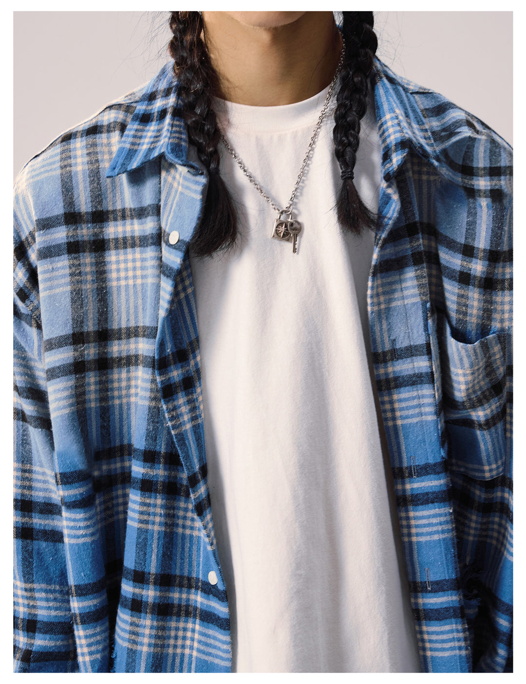 Remedy Washed Gradient Plaid Cutoff Long Sleeve Shirt | Face 3 Face